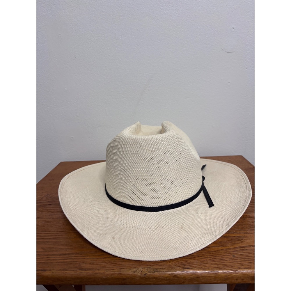 Stetson Stallion Cream Straw Cowboy Hat 7 1/2 Western Cattleman Crease Wide Brim